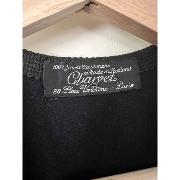 Charvet 100% Cashmere Scotland Made Long Vest 28 Place Vendome Paris Black - Picture 5 of 6